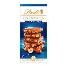 Chocolat au lait 34% noisettes LINDT, Tablette de 150g