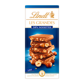 Chocolat au lait 34% noisettes LINDT, Tablette de 150g