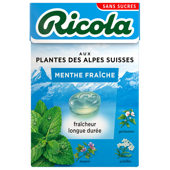 Bonbons sans sucres menthe fraiche RICOLA boîte 50g