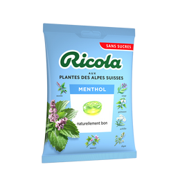 Menthol bonbons suisses aux plantes sans sucre avec édulcorant RICOLA,sachet de 70g
