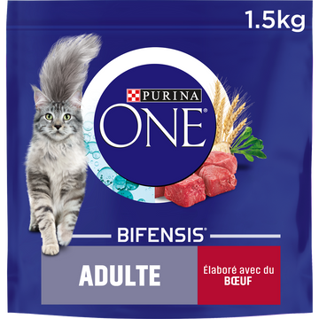 Croquettes pour chat adulte Boeuf, Céréales Complètes PURINA ONE - 1,5kg