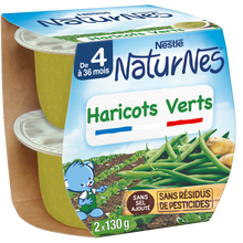 NESTLE NATURNES - Plat bébé du midi Haricots verts, dès 4 mois - 2x130g - Petits pots bébé