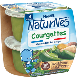 Petits pots bébé courgettes NATURNES, dès 4-6 mois, 2x130g