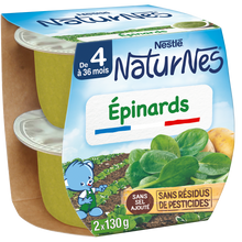NESTLE NATURNES - Plat bébé du midi Epinards, dès 4 mois - 2x130g
