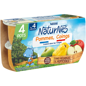 Purée de fruits NATURNES Pomme coing 4M+ NATURNES - 4x130g