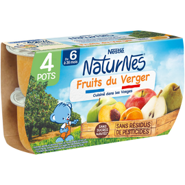 Purée de fruits NATURNES Fruits du verger 6M+ NATURNES - 4x130g