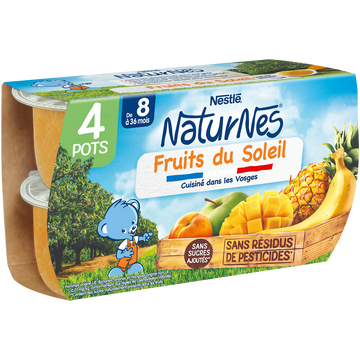 Purée de fruits NATURNES Fruits du soleil 8M+ NATURNES - 4x130g
