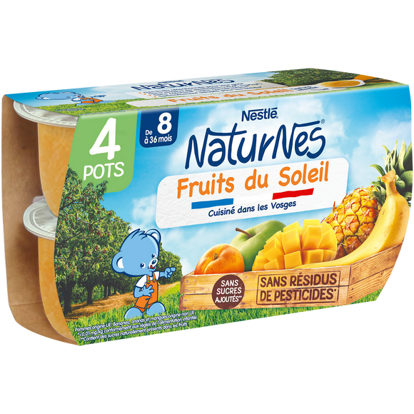 Purée de fruits NATURNES Fruits du soleil 8M+ NATURNES - 4x130g