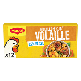 Bouillon cube volaille -25% de sel MAGGI, boite de 12 cubes, 120g