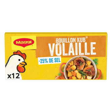 Bouillon cube volaille -25% de sel MAGGI, boite de 12 cubes, 120g