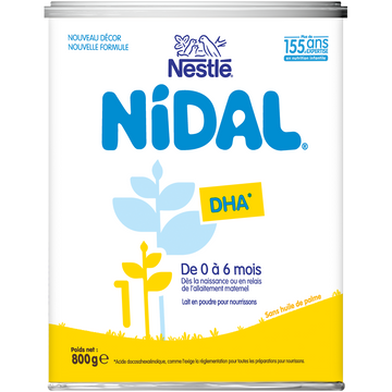 NESTLE NIDAL - Lait infantile en poudre 1er âge, de 0 à 6 mois - 800g