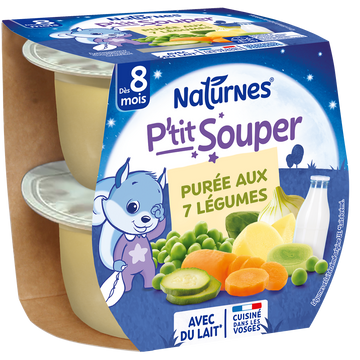 NESTLE P'TIT SOUPER - Purée du soir 7 légumes, dès 8 mois - 2x200g