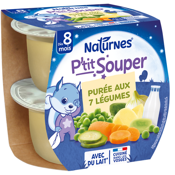 NESTLE P'TIT SOUPER - Purée du soir 7 légumes, dès 8 mois - 2x200g