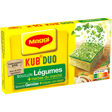 Bouillon cube légumes huile d'olive duolino MAGGI, boite de 10 cubes,105g
