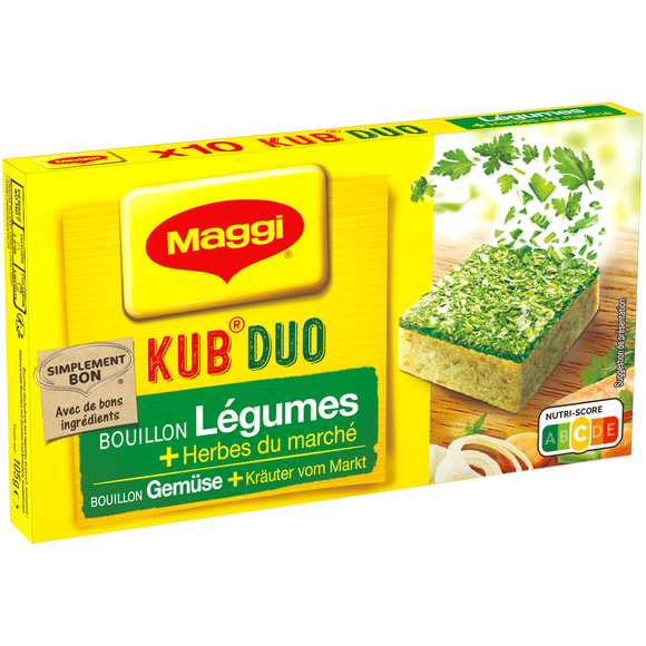 Bouillon cube légumes huile d'olive duolino MAGGI, boite de 10 cubes,105g