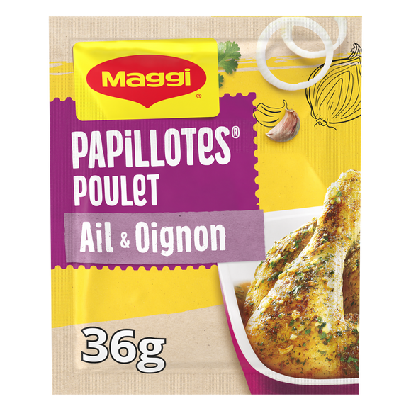 Assaisonnement papillottes de poulet à l'ail et aux oignons MAGGI, sachet de 36g
