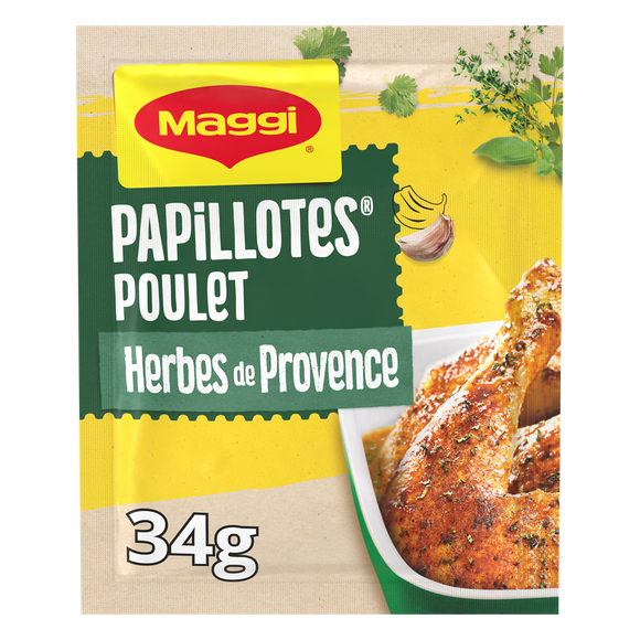 Assaisonnement papillottes de poulet aux herbes de Provence MAGGI, sachet de 34g