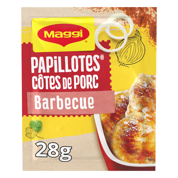 Assaisonnement papillottes façon côte de porc au barbecue MAGGI, sachet de 28g