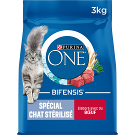 Croquettes pour chat adulte stérilisé Boeuf, Blé PURINA ONE - 3kg