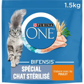 Croquettes pour chat adulte stérilisé Poulet, Blé PURINA ONE - 1,5kg
