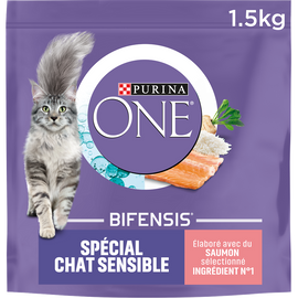 Croquettes pour chat adulte SENSIBLE Saumon, Riz PURINA ONE - 1,5kg