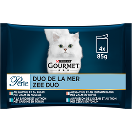 Sachets fraîcheur pour chat PERLE Duo de la Mer GOURMET - 4x85g