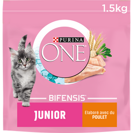 Croquettes pour chaton JUNIOR Poulet, Céréales Complètes PURINA ONE -1,5kg