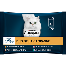 Sachets fraîcheur pour chat PERLE Duo de la Campagne GOURMET - 4x85g