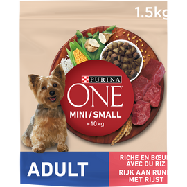 Croquettes pour petit chien adulte Mini Boeuf PURINA ONE - 1,5kg