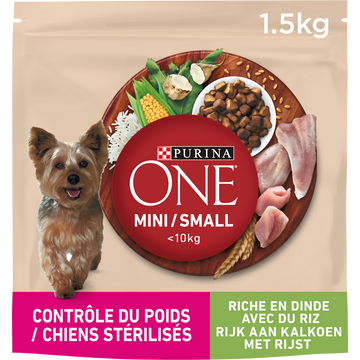 Croquettes pour petit chien Mini Contrôle du poids Dinde PURINA ONE -1,5kg
