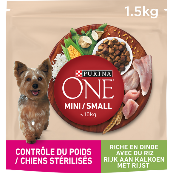 Croquettes pour petit chien Mini Contrôle du poids Dinde PURINA ONE -1,5kg