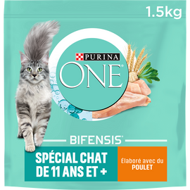 Croquettes pour chat senior Poulet Céréales Complètes PURINA ONE - 1,5kg