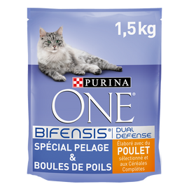 Croquettes chat PELAGE & BOULES DE POILS Poulet Céréales PURINA ONE -1,5kg