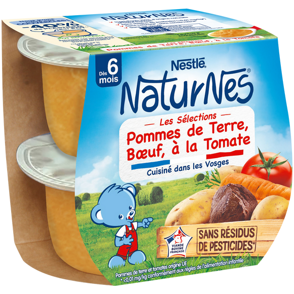 Plats complets Pommes de terre, tomates et boeuf 6M+ NATURNES - 2x200g