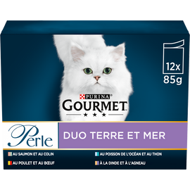Sachets fraîcheur chat Perle Duo Terre & Mer 4 variétés GOURMET - 12x85g