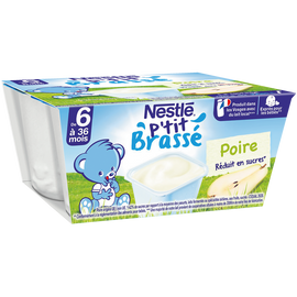 Desserts lactés P'TIT BRASSE Poire 6M+ NESTLE - 4x100g