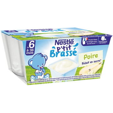 Desserts lactés P'TIT BRASSE Poire 6M+ NESTLE - 4x100g