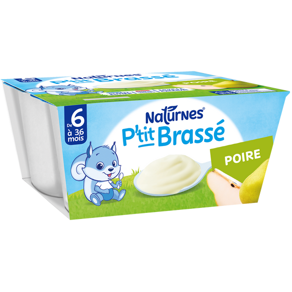 NESTLE P'TITS LACTES - Desserts lactés P'tit brasse poire, de 6 à 12 mois - 4x100g