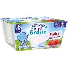 NESTLE P'TIT BRASSE - Dessert lacté bébé Fraise, de 6 à 12 mois - 4x100g