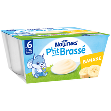 NESTLE P'TITS BRASSE - Dessert lacté bébé banane, de 6 à 12 mois - 4x100g