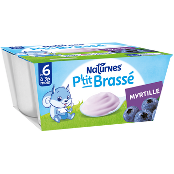 NESTLE P'TITS LACTES - Desserts lactés P'tit brasse Myrtille, de 6 à 12 mois - 4x100g