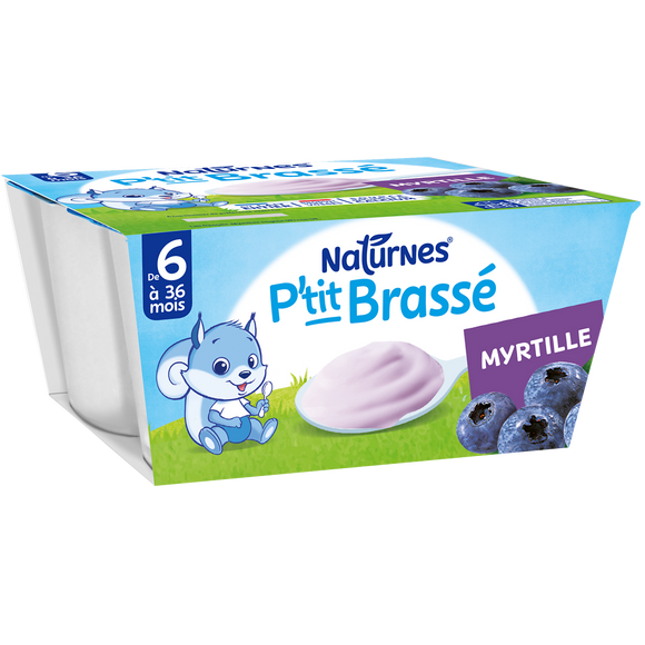 NESTLE P'TITS LACTES - Desserts lactés P'tit brasse Myrtille, de 6 à 12 mois - 4x100g