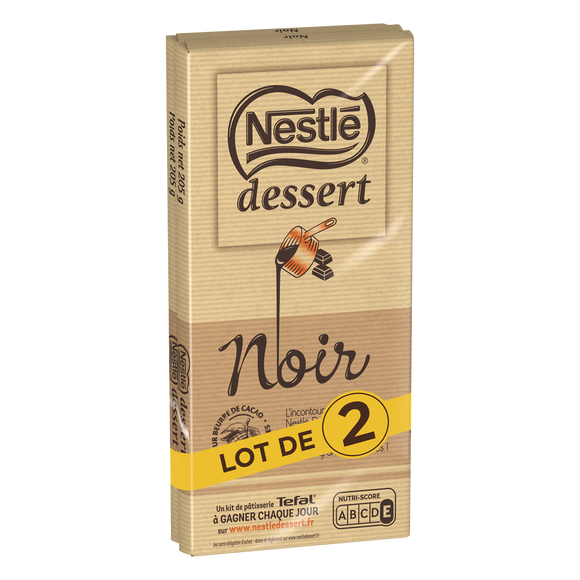 Chocolat noir pâtissier NESTLE DESSERT - 2 tablettes de 205g