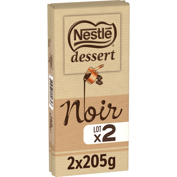 Chocolat noir pâtissier NESTLE DESSERT - 2 tablettes de 205g