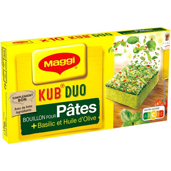 Bouillon cube duo pâtes basilic MAGGI, boite de 10 cubes, 105g