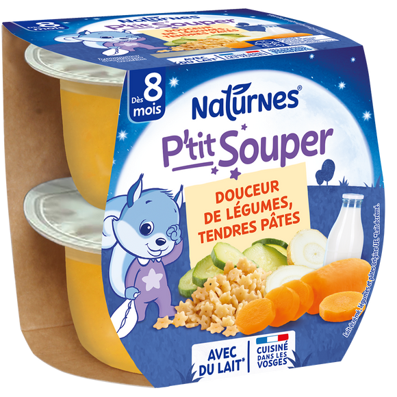 P'tit souper crème de légumes et tendres pâtes 12 mois, NESTLE, 2x200g