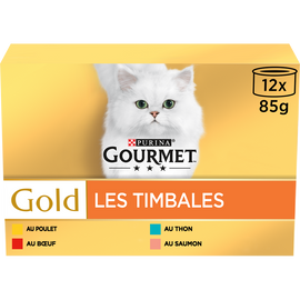 Sachets fraîcheur pour chat GOLD Les Timbales GOURMET - 12x85g