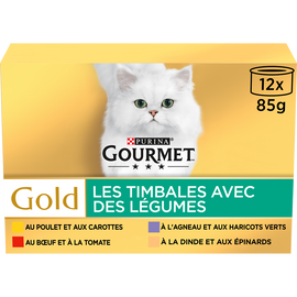 Sachets fraîcheur pour chat GOLD Timbales Multi-variétés GOURMET - 12x85g