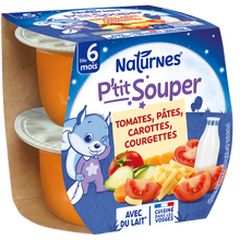 Bols pour bébé tomate, pâte et courgette P'tit Souper, NESTLE, dès 6 mois, 2x200g