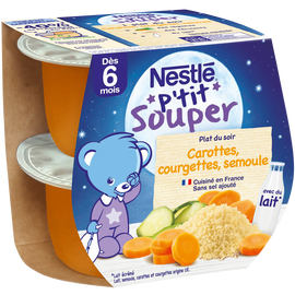 Repas du soir P'TIT SOUPER Carottes courgettes semoule 6M+ NESTLE - 2x200g